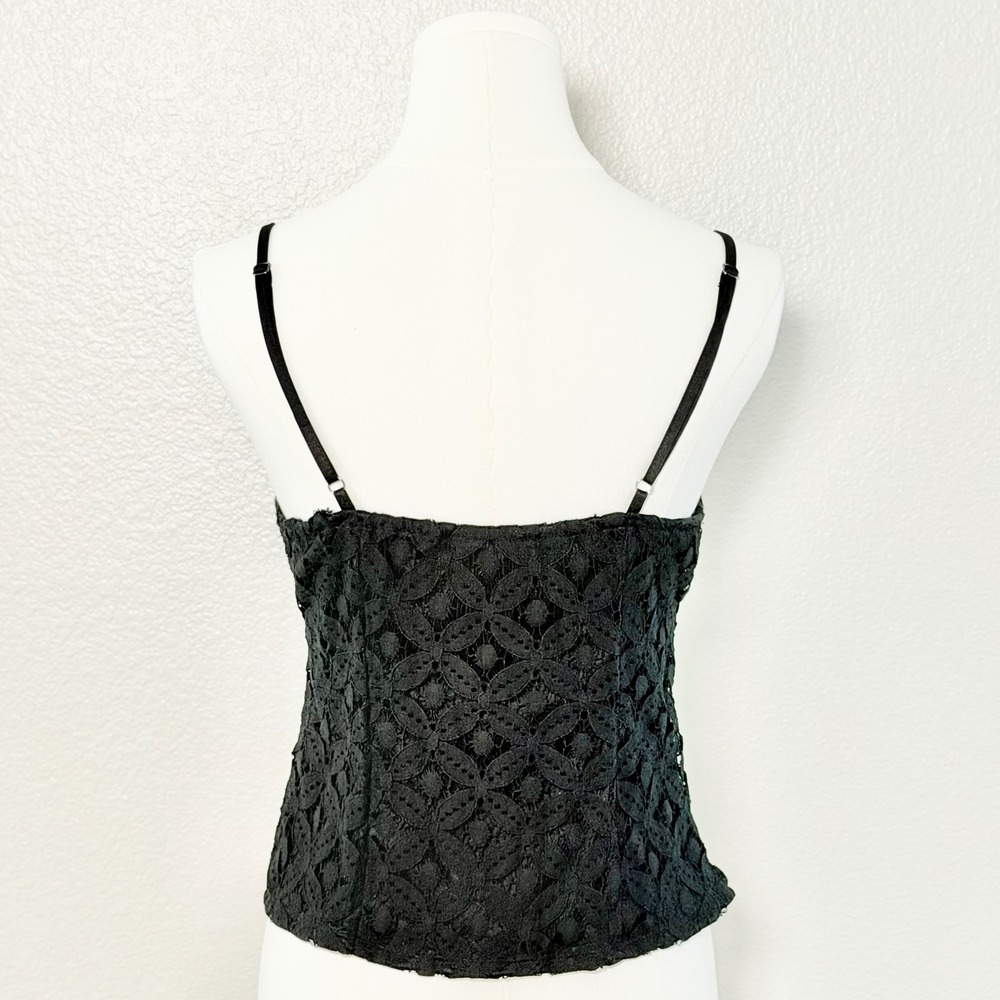 Lily Star Black Lace Corset Top Y2K Dark Coquette Bustier Lace Up Camisole M - Picture 7 of 15